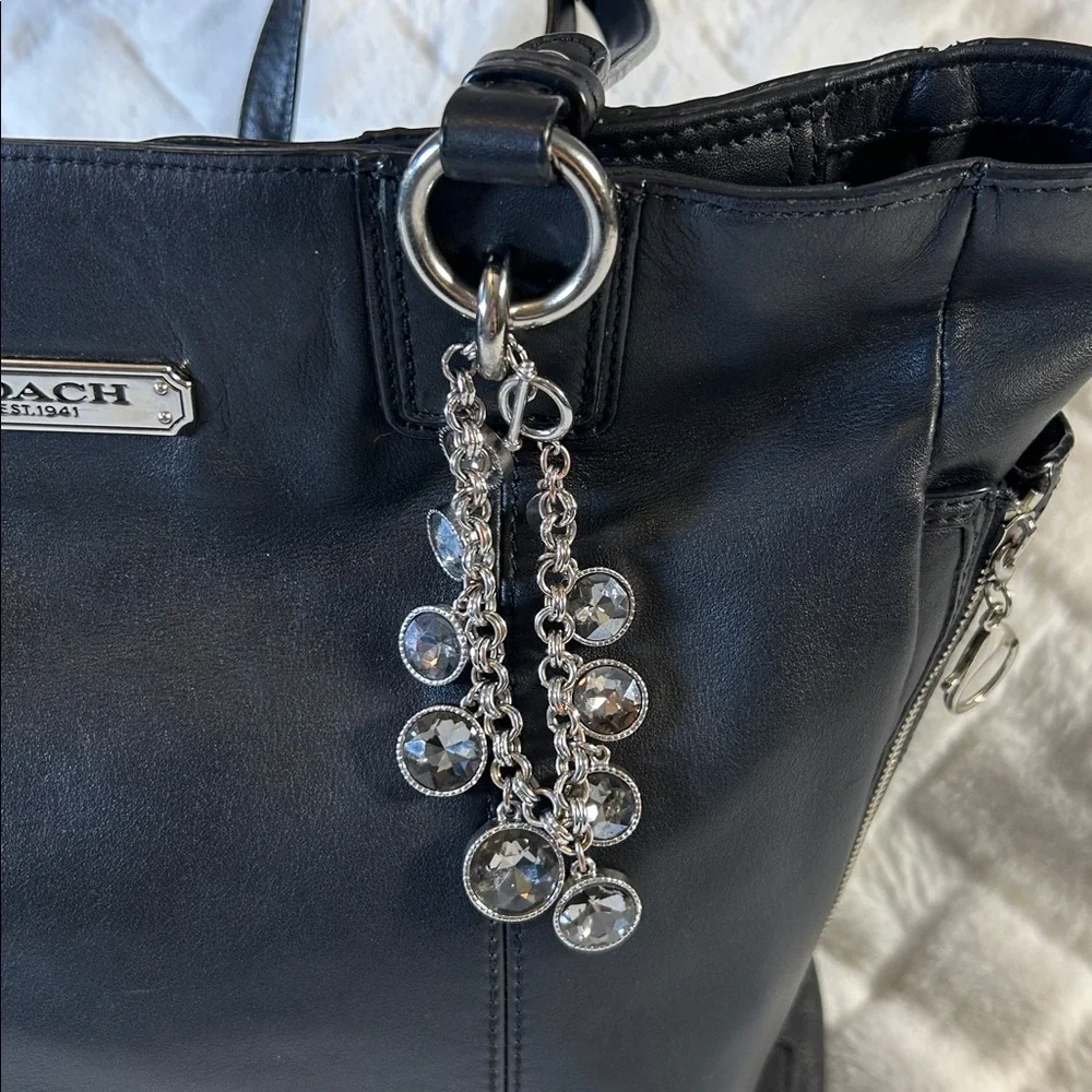 Coach Black Leather Tote and Walletwith Silver Hardware, WHBM Bag Charm/Bracelet